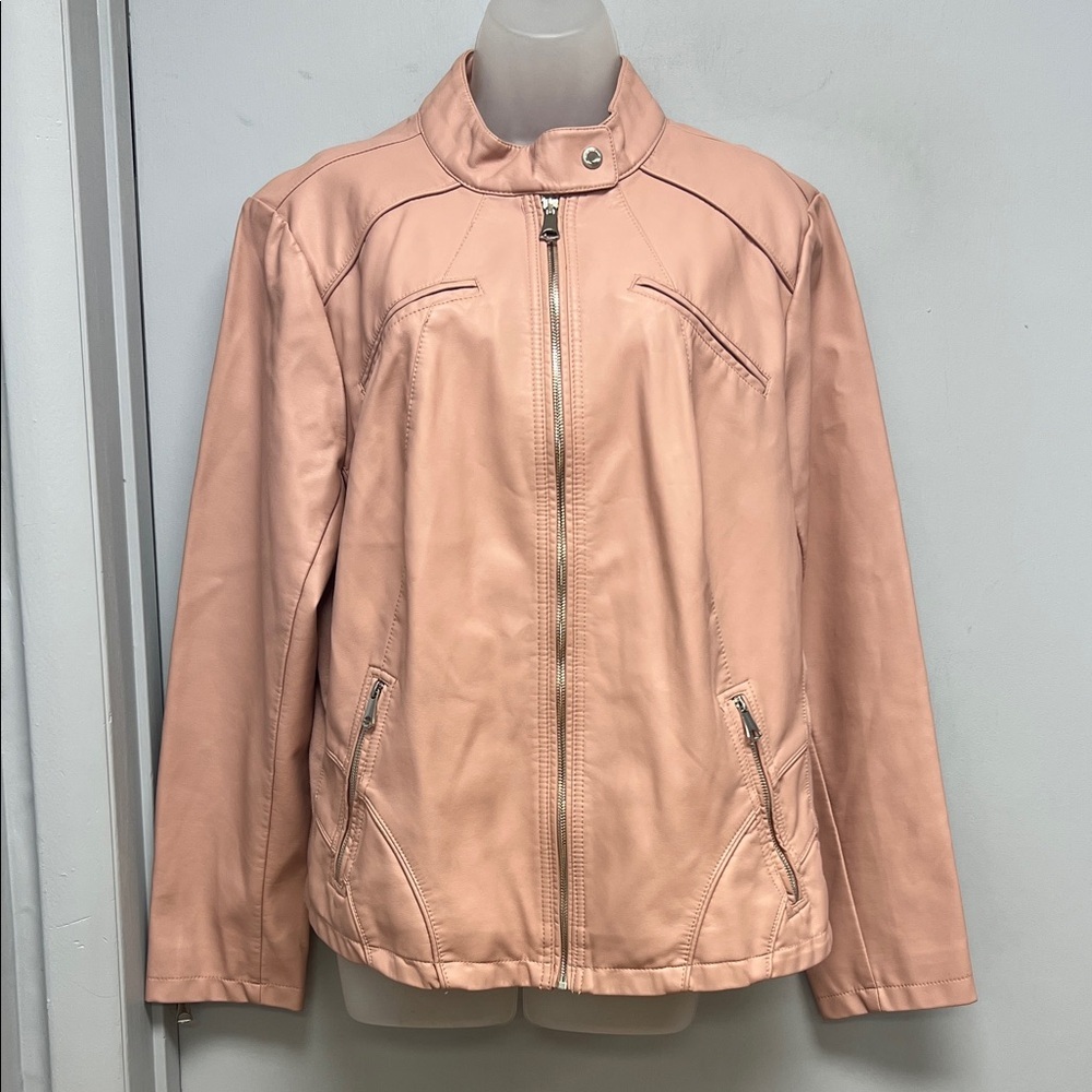 Marc New York Andrew Marc Blush Faux Leather Moto Jacket – Women’s 1X